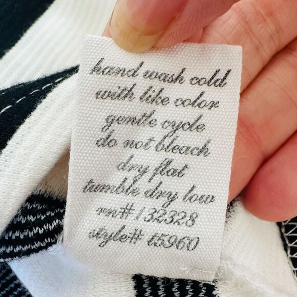 Ezra Black & White Striped Sleeveless V-Neck Crop Gathered Front Knot Back Zip S - Picture 10 of 13